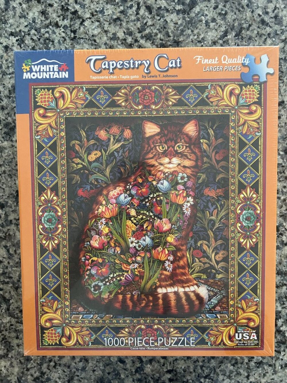NEW White‎ Mountain Tapestry Cat 1000 Piece Jigsaw Puzzle Lewis T Johnson Sealed